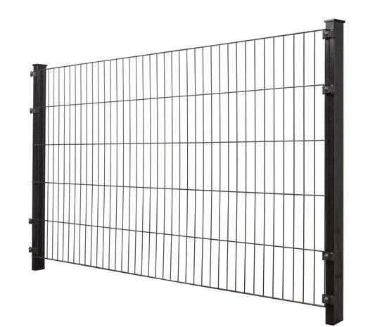 Gittermattenzaun BLACKY Zaun, tiefschwarz RAL 9005, Beispiel