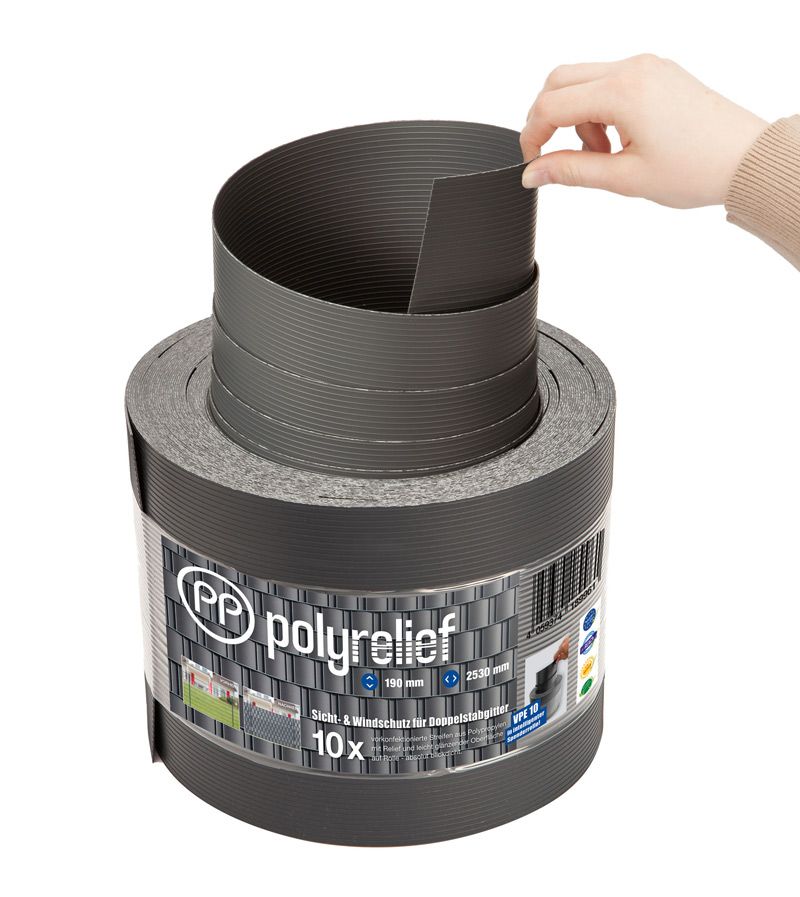10 x Wind- und Sichtschutz |PP| polyrelief - 2530 - inkl. Versand