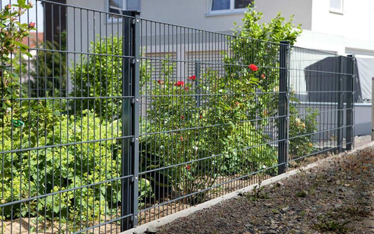 Gittermattenzaun MORITZ Zaun Komplettpaket, anthrazit, 1m hoch, montiert