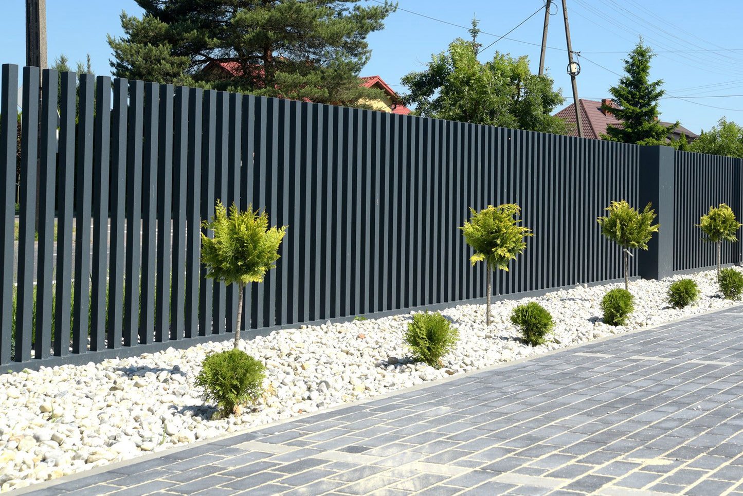 Stelenzaun MANHATTAN Alu, Anthrazit RAL 7016, Produktansicht 1