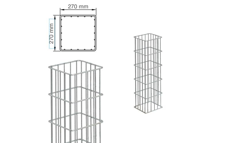 Gabionensäule RUBIN Q, zink, 270 x 270 mm, Produktansicht 1