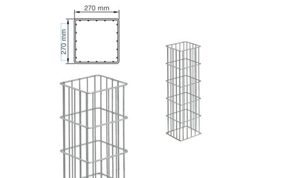 Gabionensäule RUBIN Q, zink, 270 x 270 mm, Produktansicht 1